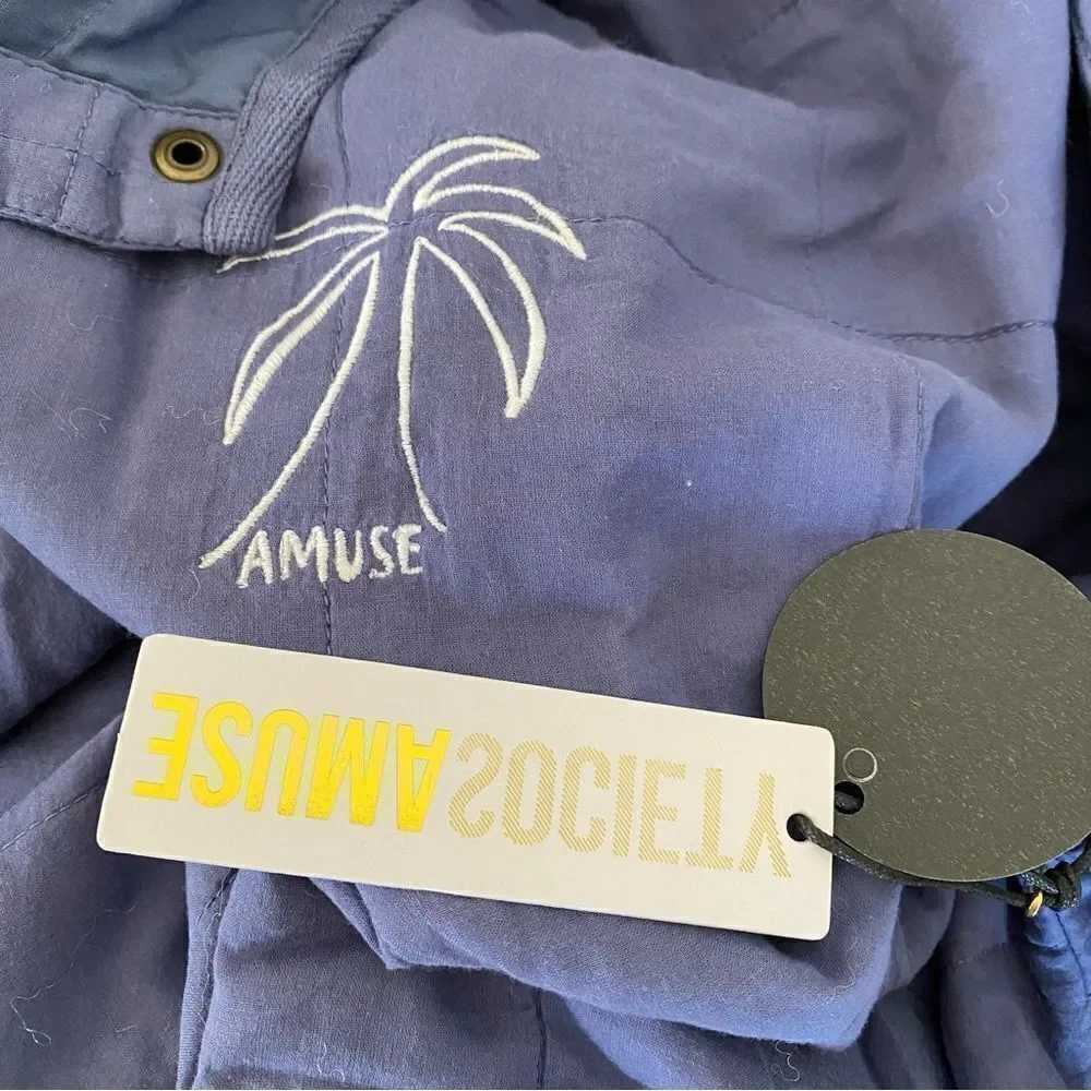 Amuse Society Sea Breeze Quilted Embroidered Chore Barn Coat Jacket Sz XXL NWT